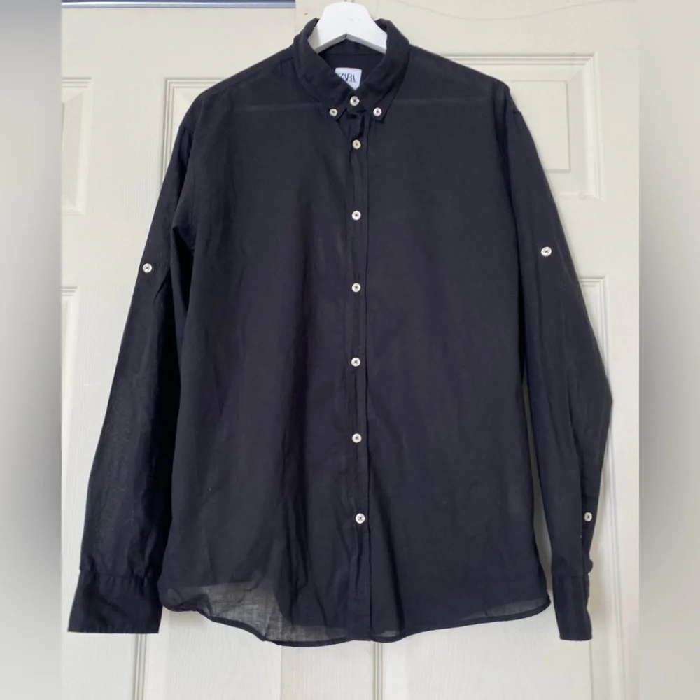 Zara Men's Black Lightweight Cotton Casual Shirt Size M